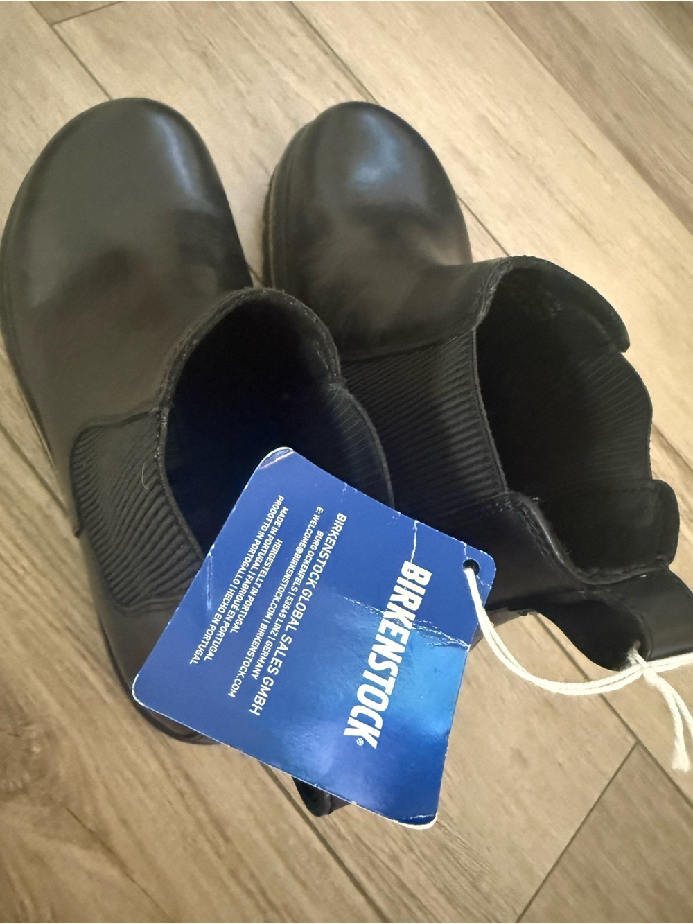 Birkenstock Black Chelsea Boots with Blue Tag